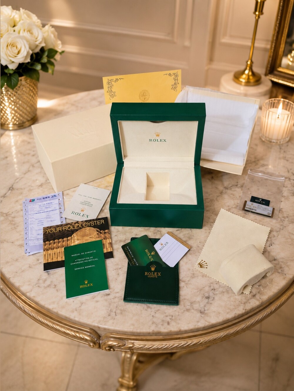 Authentic Rolex Oyster Watch Box Complete Set Document Card Holder Booklet
